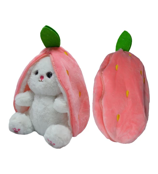 35 Cm Peluş Özel Hediye Çilek Tavşan Özel Tasarım- Fermuarlı Yapısıyla Hem Çilek Hem De Tavşan ürün görseli 1