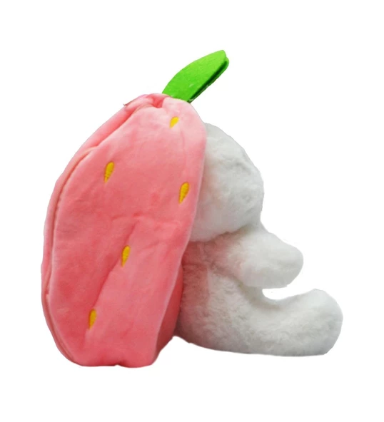 35 Cm Peluş Özel Hediye Çilek Tavşan Özel Tasarım- Fermuarlı Yapısıyla Hem Çilek Hem De Tavşan - Resim 3