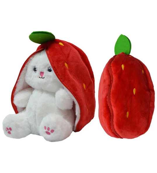 35 Cm Peluş Özel Hediye Çilek Tavşan Özel Tasarım- Fermuarlı Yapısıyla Hem Çilek Hem De Tavşan ürün görseli 1