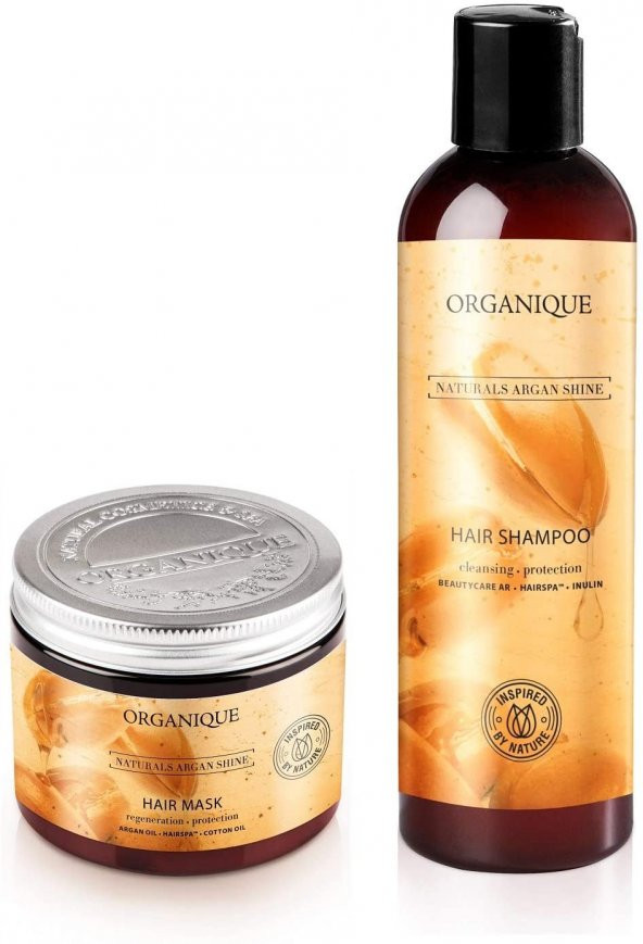 Organique Argan Shine Yoğun Saç Bakım Seti(Şampuan - Yoğun Saç Bakım Kremi), 450 Ml
