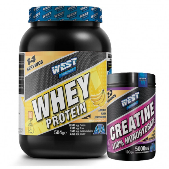 West Nutrition Whey Protein Tozu 504 gr - Kreatin ( Creatine ) 100 gr - 2 HEDİYELİ