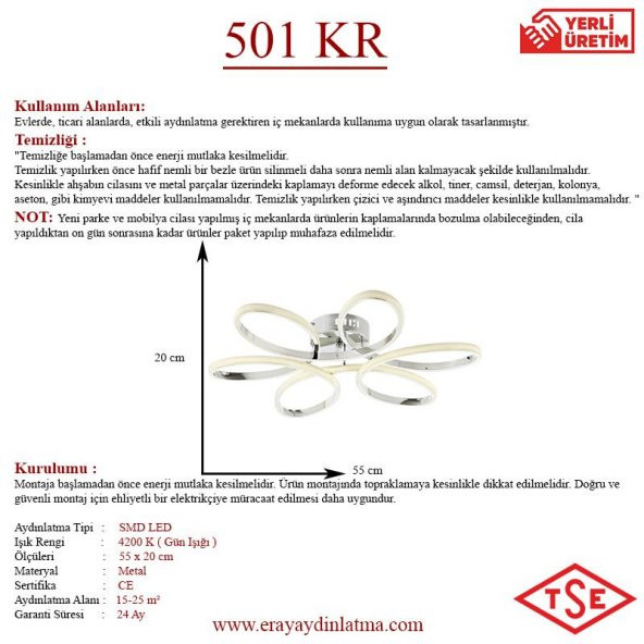Eray Aydınlatma 501 Krom Led Avize - 3