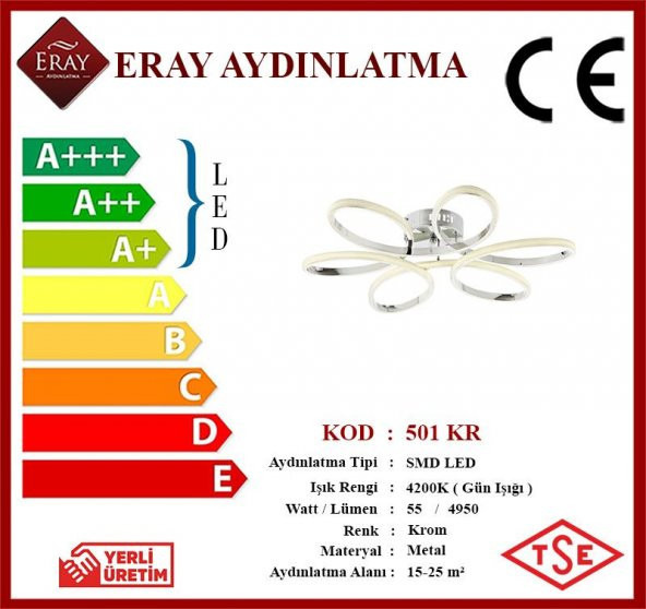 Eray Aydınlatma 501 Krom Led Avize - 4