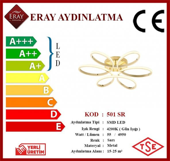 Eray Aydınlatma 501 Sarı Led Avize - 3