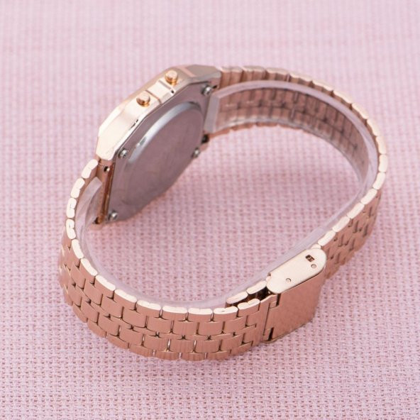 SaaTTino Rose Renk Çelik Kordon Dijital Retro Kadın Kol Saat ST-303871 - 2