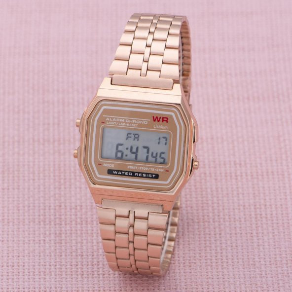 SaaTTino Rose Renk Çelik Kordon Dijital Retro Kadın Kol Saat ST-303871 - 3