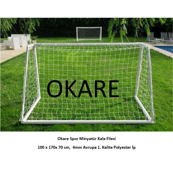 Okare Spor Minyatür Kale Futbol Ağı- 100 x 170 x70 cm - 4mm Polyester ip