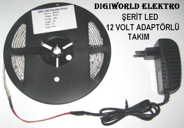 Yeşil Şerit Led + 12Volt Adaptör Set Tak Çalıştır(5METRE) 3CHİP