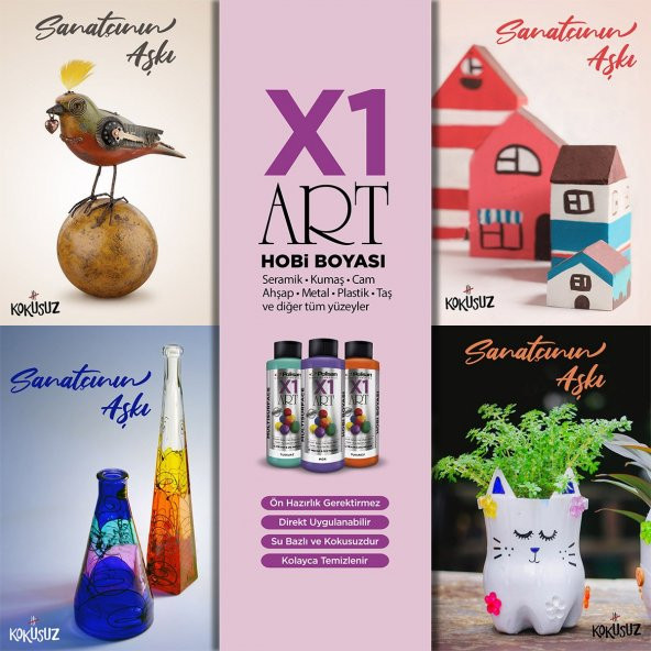 Polisan X1art Multisurface Hobi Boyası 120ml - LİLA - 2