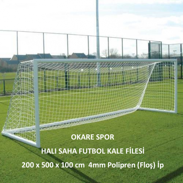 Okare Spor Halı Saha Futbol Kale Filesi 2x5x1m- 4mm Polipren ip