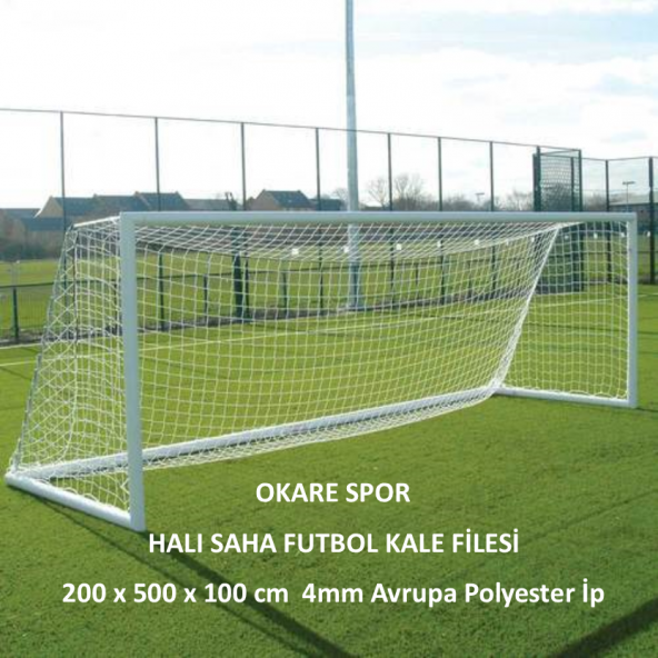 Okare Spor Halı Saha Futbol Kale Filesi 2x5x1m- 4 mm Polyester İp