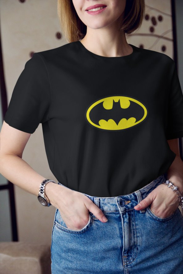 DC Batman Karakteri Logo Baskılı Tişört Kadın Hediye Doğum Günü Hediyesi T-shirt - 3