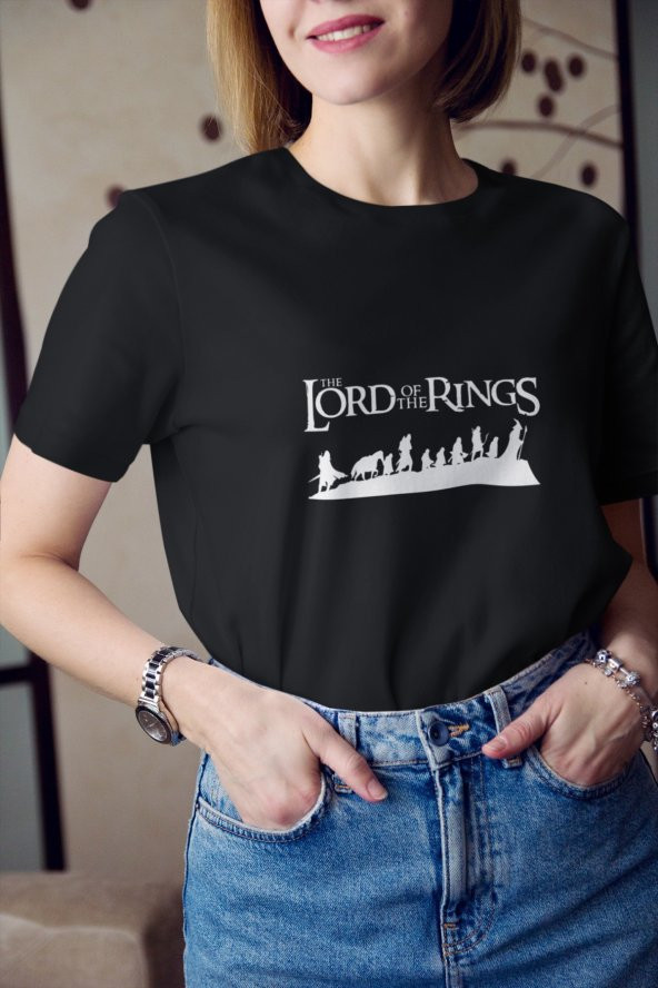 Lord Of The Rings Karakterler Silüeti Baskılı Tişört Kadın Hediye Doğum Günü - Resim 3