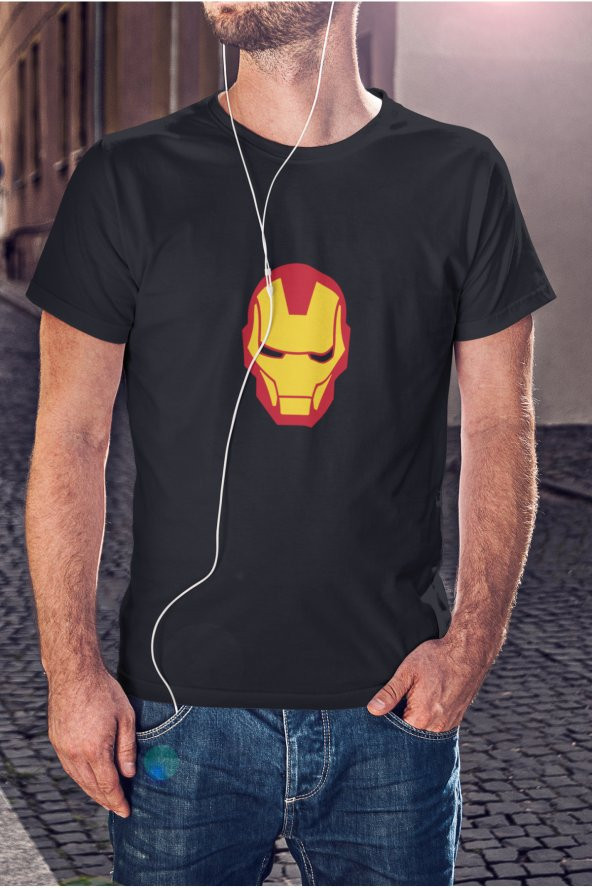 Marvel İron Man Renkli Maske Baskılı Tişört Erkek Hediye Doğum Günü Hediyesi - 4