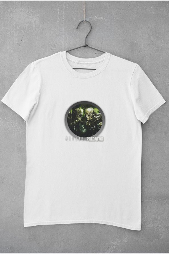 Aliens Vs Predator Renkli Baskılı Tişört Kadın Hediye Doğum Günü Hediyesi - Resim 2