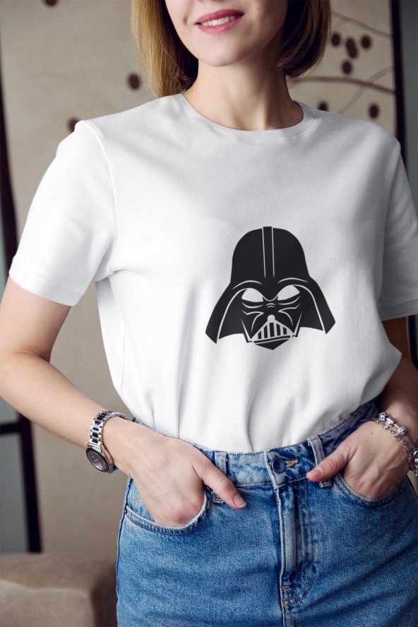 Star Wars Darth Vader Maske Baskılı Tişört Kadın Hediye Doğum Günü Hediyesi