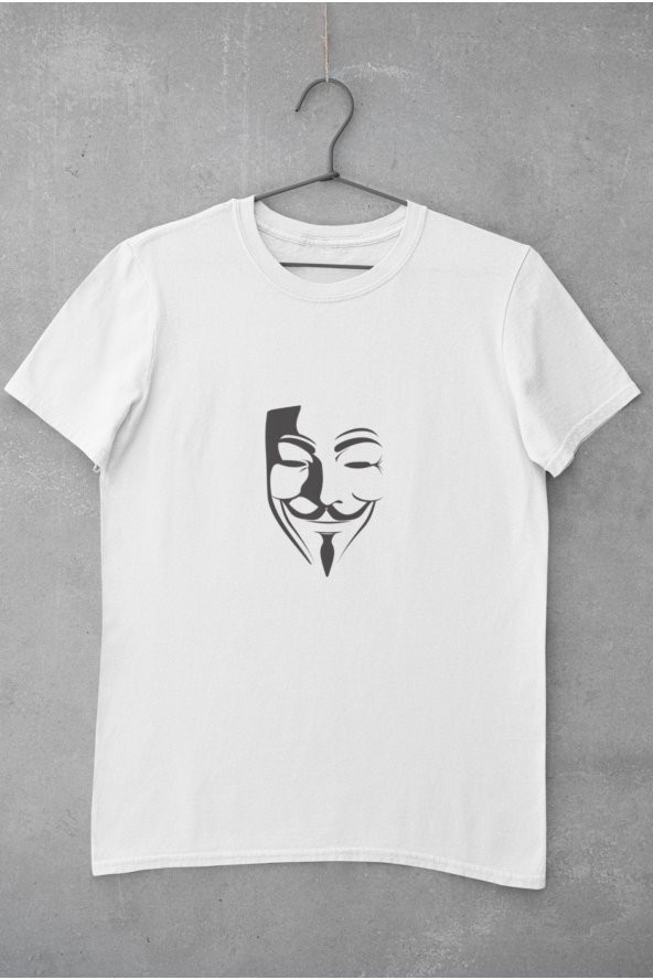 V For Vendetta Maske Baskılı Tişört Kadın Hediye Doğum Günü Hediyesi T-shirt - 2