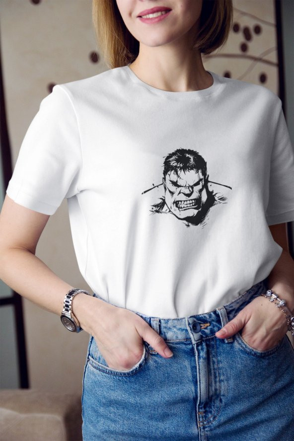 Marvel Hulk Karakteri Baskılı Tişört Kadın Hediye Doğum Günü Hediyesi T-shirt ürün görseli