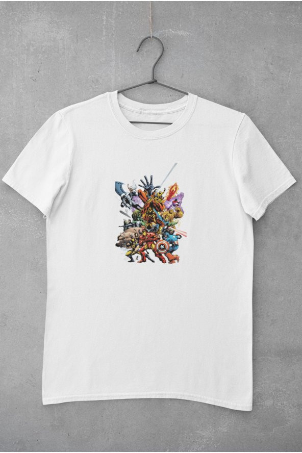 Marvel The Avengers Tüm Karakterler 2 Baskılı Tişört Erkek Hediye Doğum Günü - Resim 2