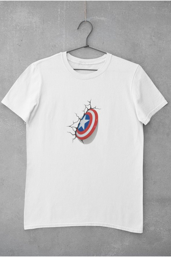 Marvel Captain America Karakteri Kalkan Baskılı Tişört Erkek Hediye Doğum Günü - Resim 2