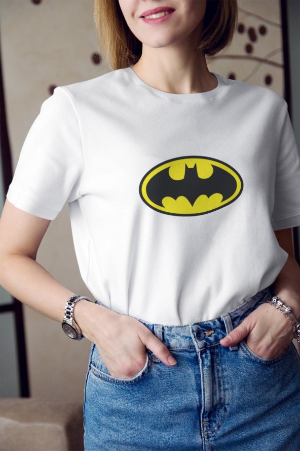 DC Batman Karakteri Logo Baskılı Tişört Kadın Hediye Doğum Günü Hediyesi T-shirt