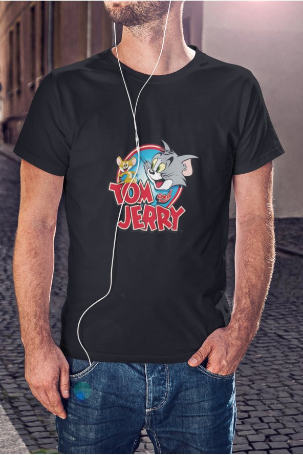 Tom Ve Jerry Çizgi Film Baskılı Tişört Erkek Hediye Doğum Günü Hediyesi T-shirt - 3