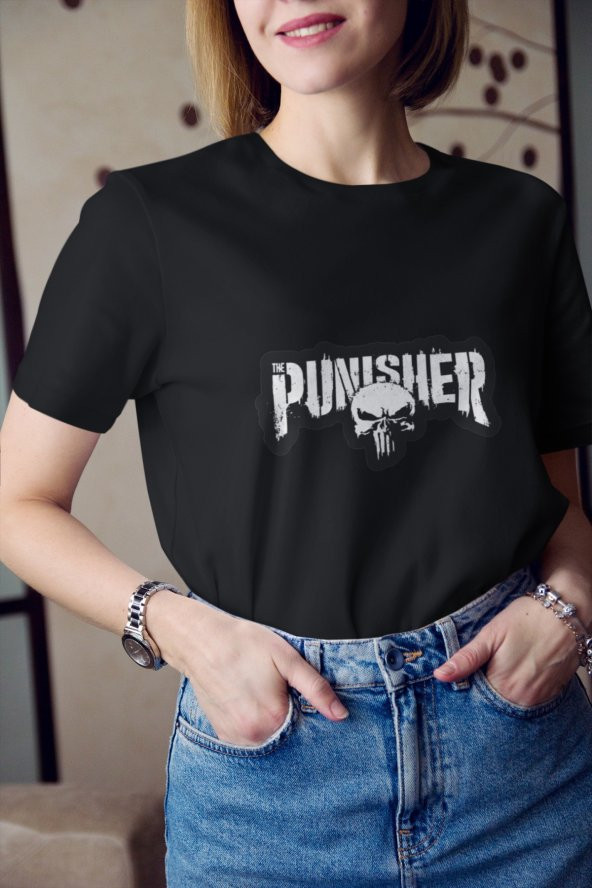Punisher Yazı Baskılı Tişört Kadın Hediye Doğum Günü Hediyesi T-shirt - Resim 3