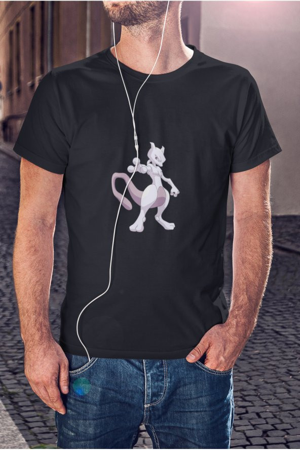 Mewtwo Pokemon Çizgi Film Baskılı Tişört Erkek Hediye Doğum Günü Hediyesi - Resim 3