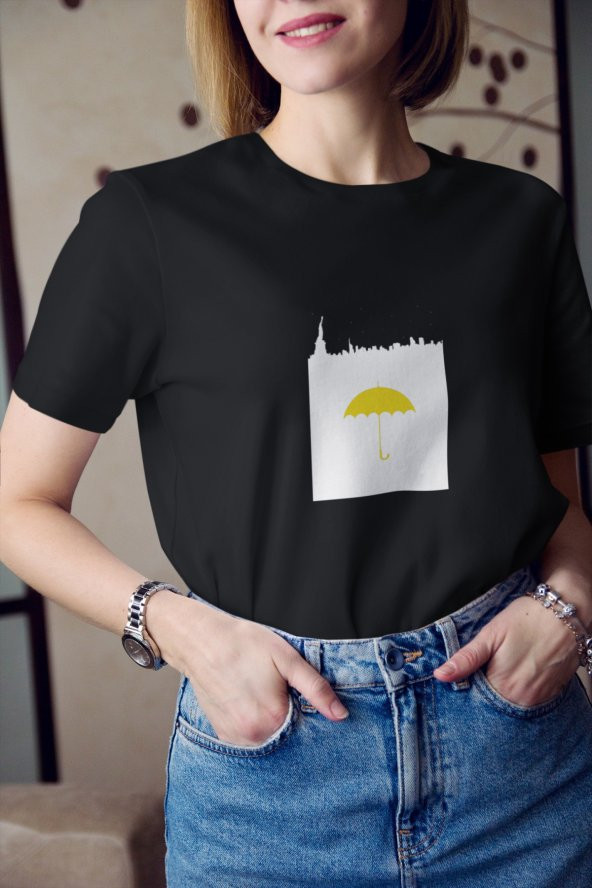 How I Met Your Mother Sarı Şemsiye Baskılı Tişört Kadın Hediye Doğum Günü - Resim 3