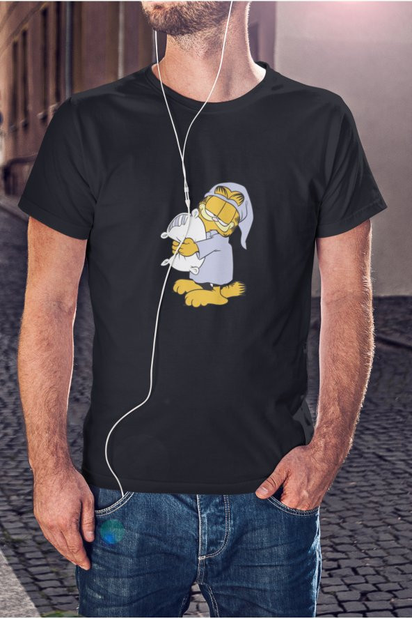 Garfield Çizgi Film Baskılı Tişört Erkek Hediye Doğum Günü Hediyesi T-shirt - 3