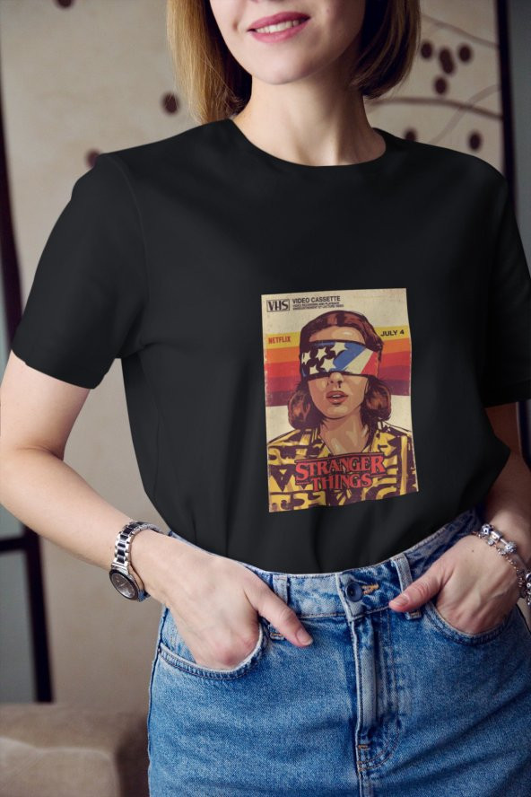 Stranger Things Eleven Baskılı Tişört Kadın Hediye Doğum Günü Hediyesi T-shirt - Resim 3