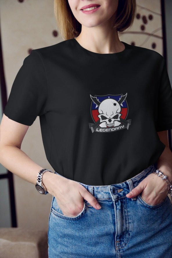 Legendary Gaming Logo Baskılı Tişört Kadın Hediye Doğum Günü Hediyesi T-shirt - 3