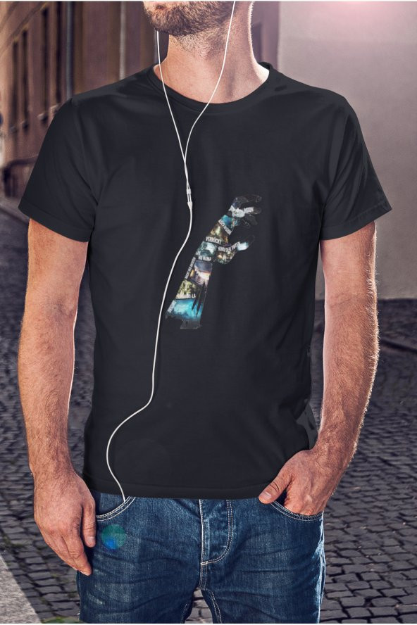 Call Of Duty El Şekilli Renkli Harita
 Baskılı Tişört Erkek Hediye Doğum Günü - Resim 3