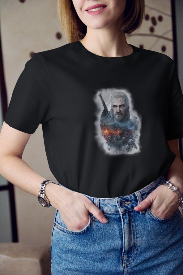 The Witcher Rivialı Geralt 1 Baskılı Tişört Kadın Hediye Doğum Günü Hediyesi - Resim 3