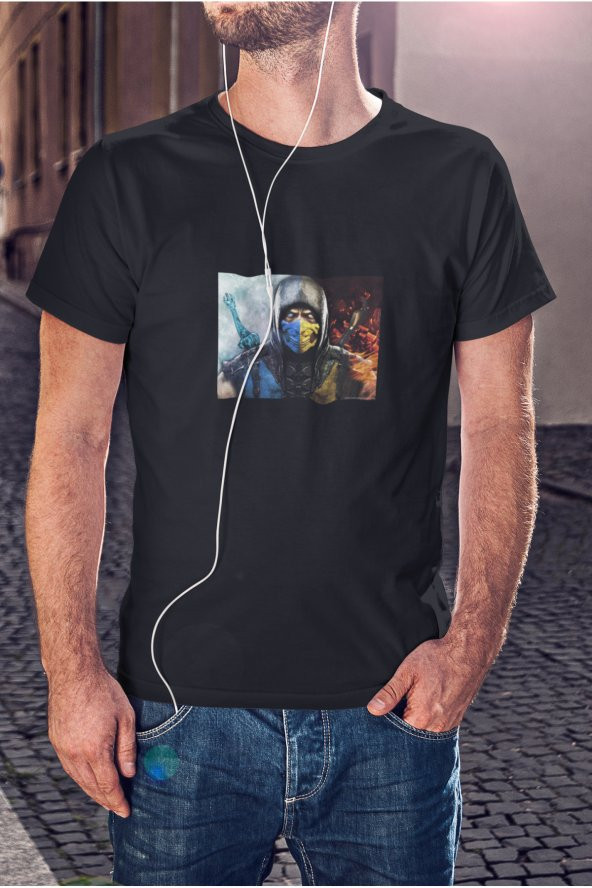 Mortal Kombat Scorpion Baskılı Tişört Erkek Hediye Doğum Günü Hediyesi T-shirt - Resim 3