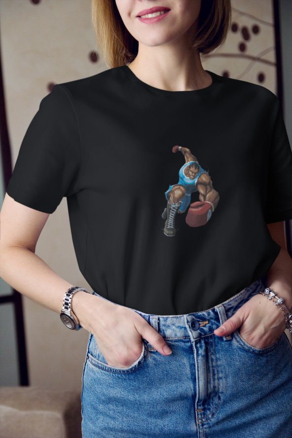 Street Fighter Balrog Karakteri Baskılı Tişört Kadın Hediye Doğum Günü Hediyesi - Resim 3