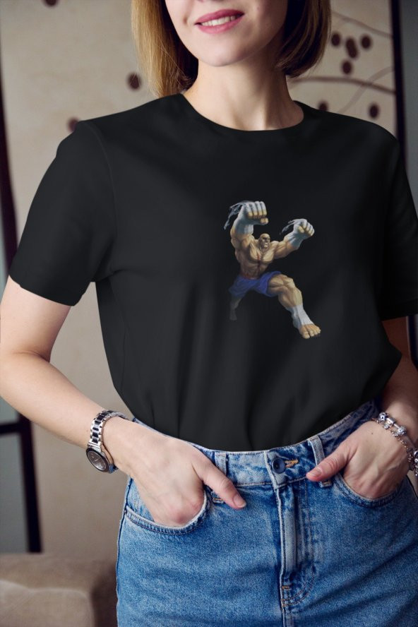 Street Fighter Sagat Karakteri Baskılı Tişört Kadın Hediye Doğum Günü Hediyesi - 3