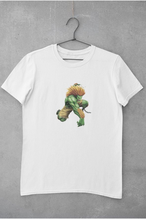 Street Fighter Blanka Karakteri 2 Baskılı Tişört Erkek Hediye Doğum Günü - Resim 2