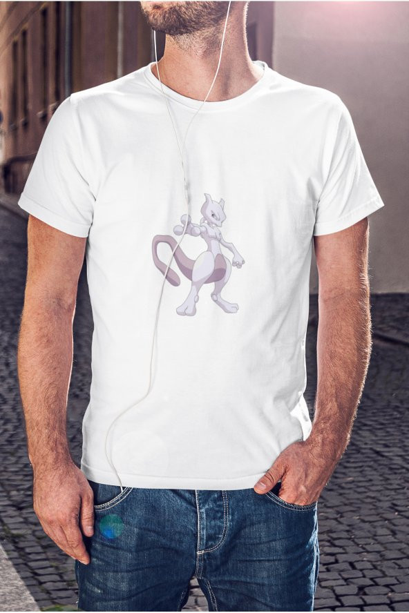 Mewtwo Pokemon Çizgi Film Baskılı Tişört Erkek Hediye Doğum Günü Hediyesi ürün görseli 1