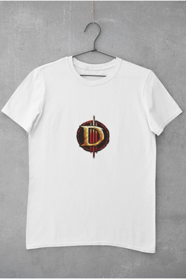 Diablo Oyun Logosu Baskılı Tişört Erkek Hediye Doğum Günü Hediyesi T-shirt - Resim 2