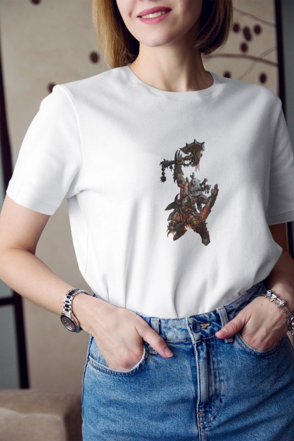 Diablo 3 Barbarian Baskılı Tişört Kadın Hediye Doğum Günü Hediyesi T-shirt