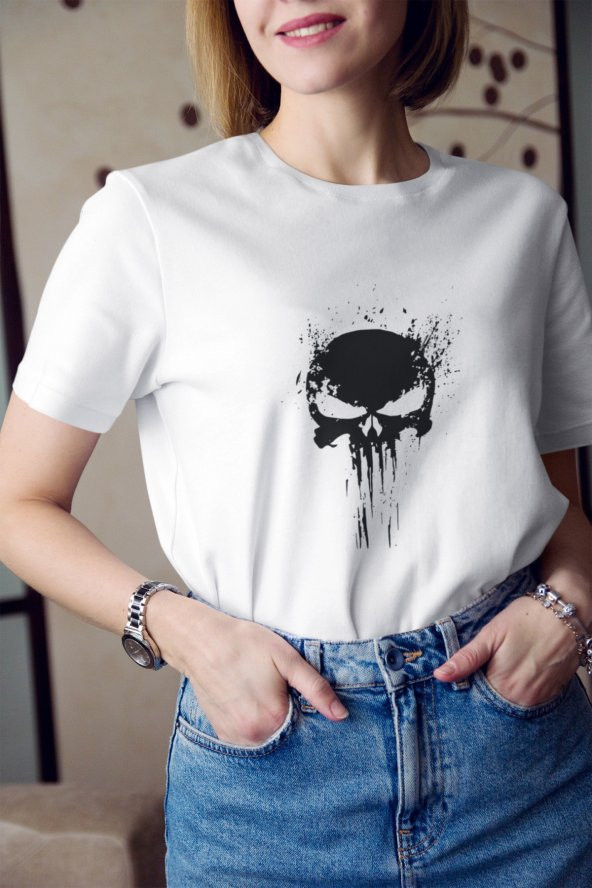 The Punisher Marvel Baskılı Tişört Kadın Hediye Doğum Günü Hediyesi T-shirt