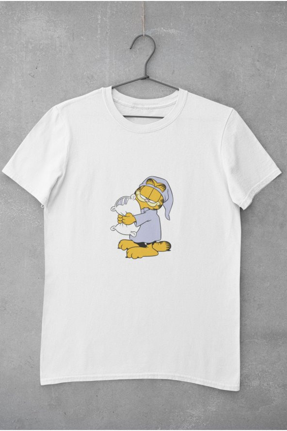 Garfield Çizgi Film Baskılı Tişört Kadın Hediye Doğum Günü Hediyesi T-shirt - Resim 2