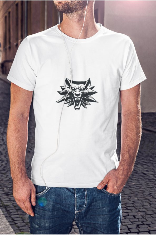 The Witcher Wild White Wolf Baskılı Tişört Erkek Hediye Doğum Günü Hediyesi ürün görseli