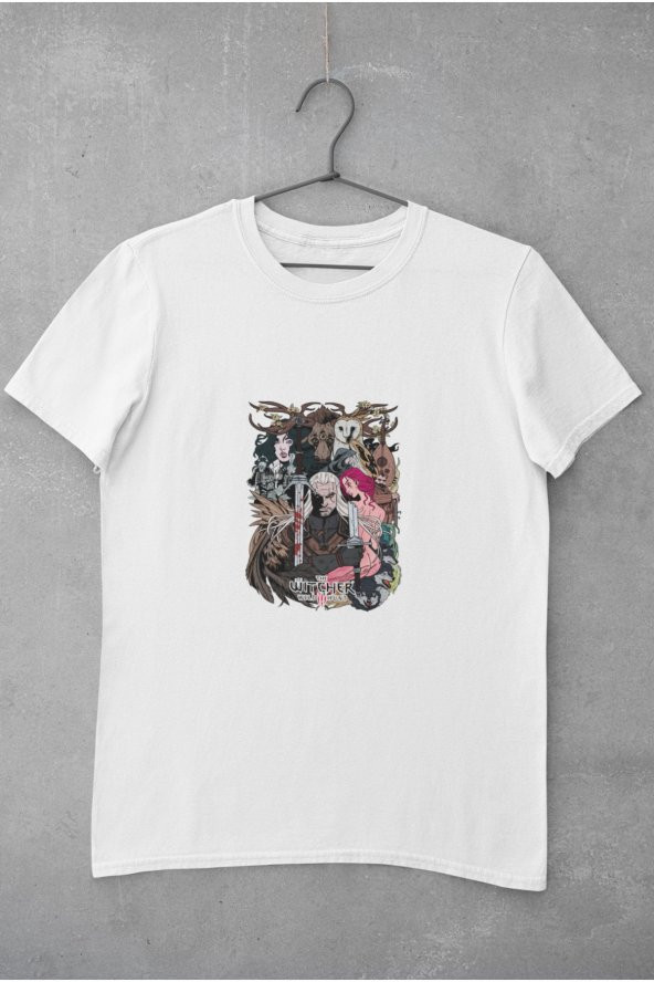 The Witcher Bütün Karakterler Renkli Baskılı Tişört Erkek Hediye Doğum Günü - Resim 2