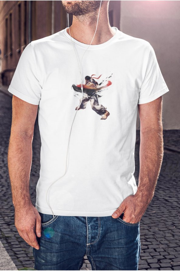 Street Fighter Ryu Hoshi Karakteri 2 Baskılı Tişört Erkek Hediye Doğum Günü