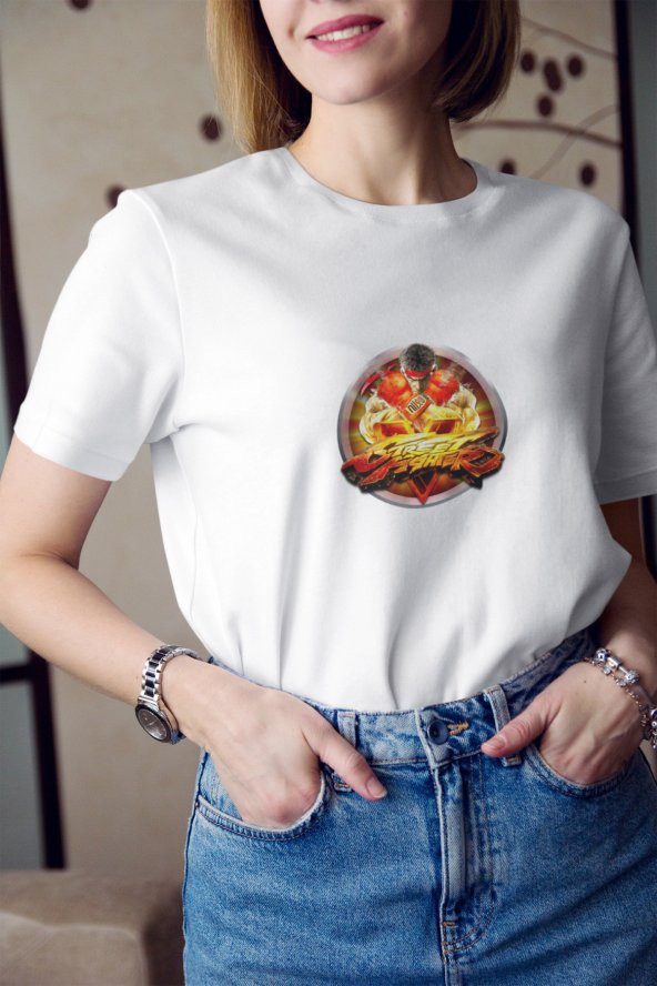 Street Fighter Ryu Hoshi Karakteri 3 Baskılı Tişört Kadın Hediye Doğum Günü ürün görseli