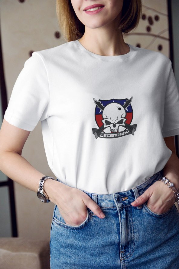Legendary Gaming Logo Baskılı Tişört Kadın Hediye Doğum Günü Hediyesi T-shirt