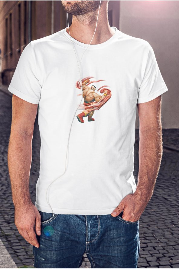 Street Fighter Zangief Baskılı Tişört Erkek Hediye Doğum Günü Hediyesi T-shirt