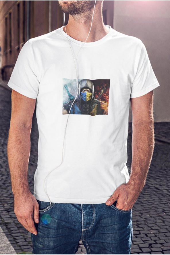 Mortal Kombat Scorpion Baskılı Tişört Erkek Hediye Doğum Günü Hediyesi T-shirt ürün görseli